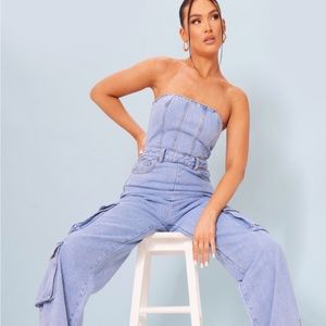 Super cute cargo denim jumpsuit, worn one time.